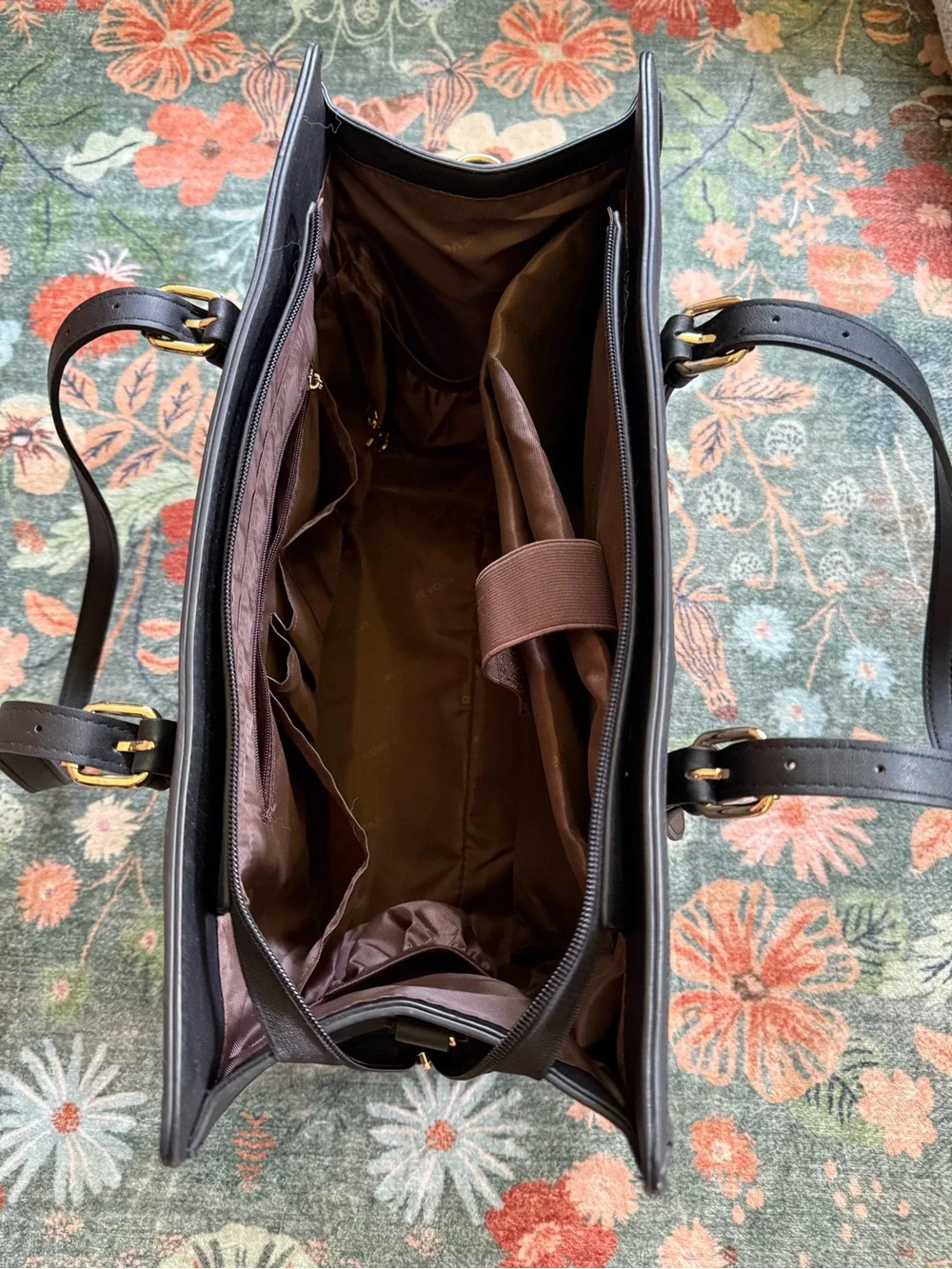 Lovevook Structured Black Laptop Tote with Double Top Handles